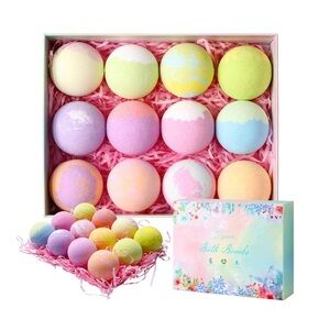 Bath Bomb Gift Set of 12,Ladies Bath Bomb Natural Essential Oil Spa Bubble Cake